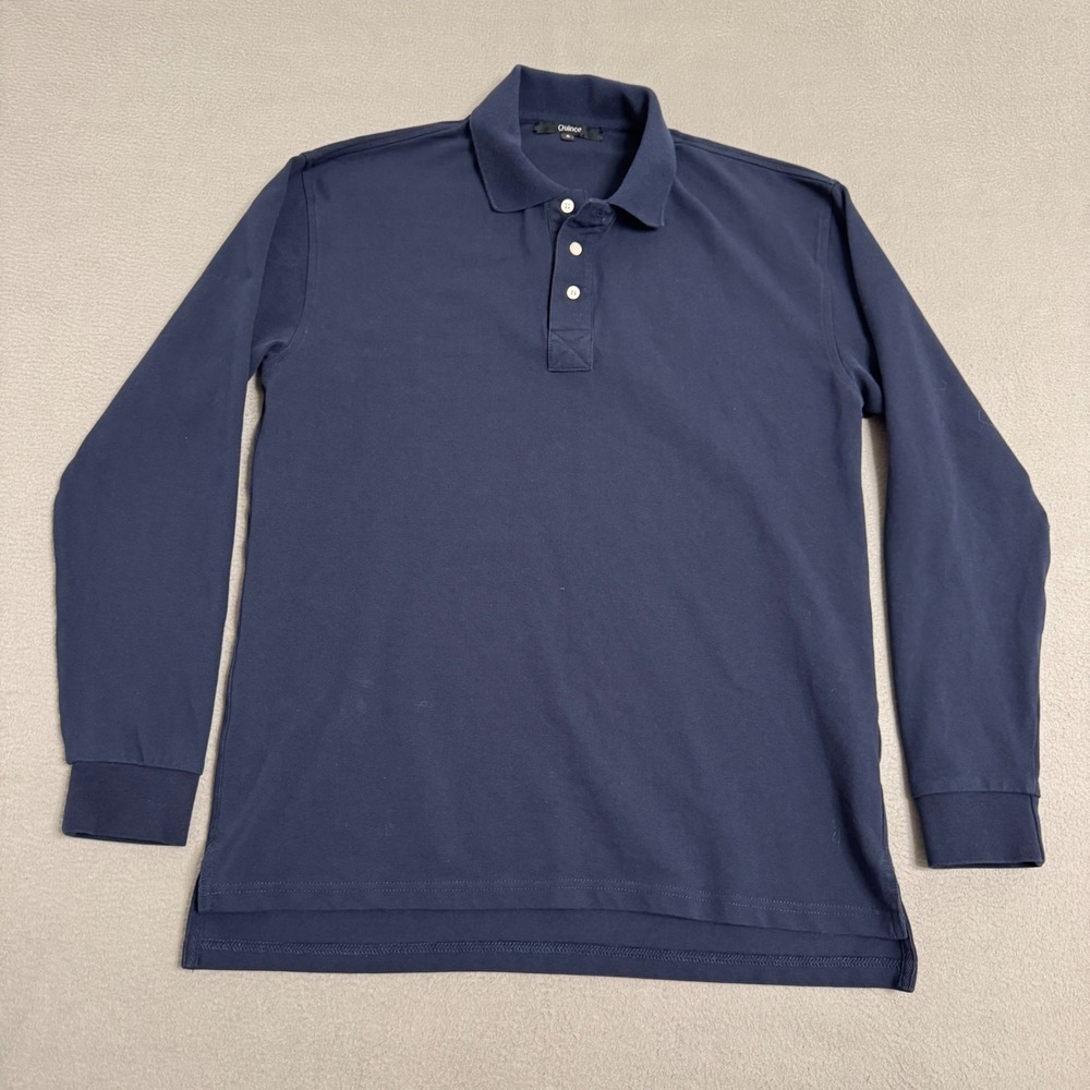 Quince Polo Shirt Mens S Navy Organic Cotton Long Sleeve Pique‎ Preppy Stretch